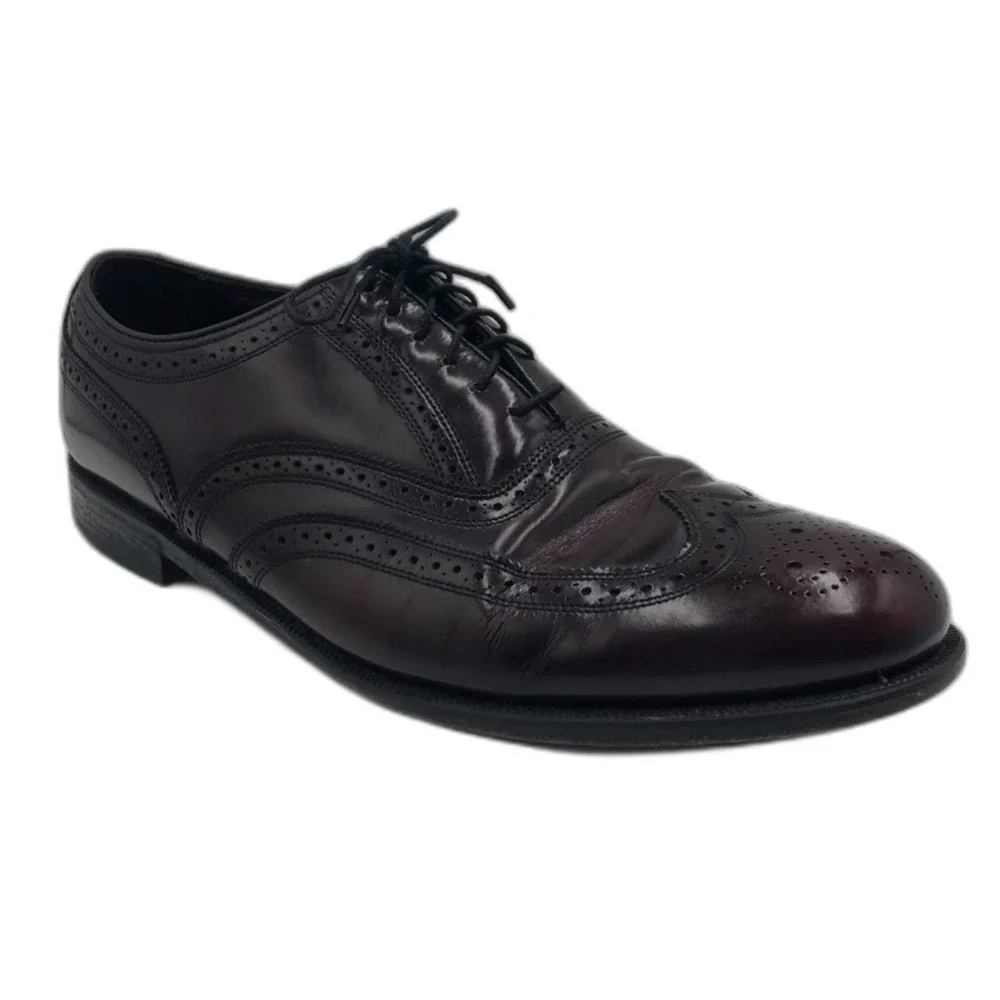Florsheim Men’s Burgundy Leather Wingtip Oxfords Size 12D Vintage
